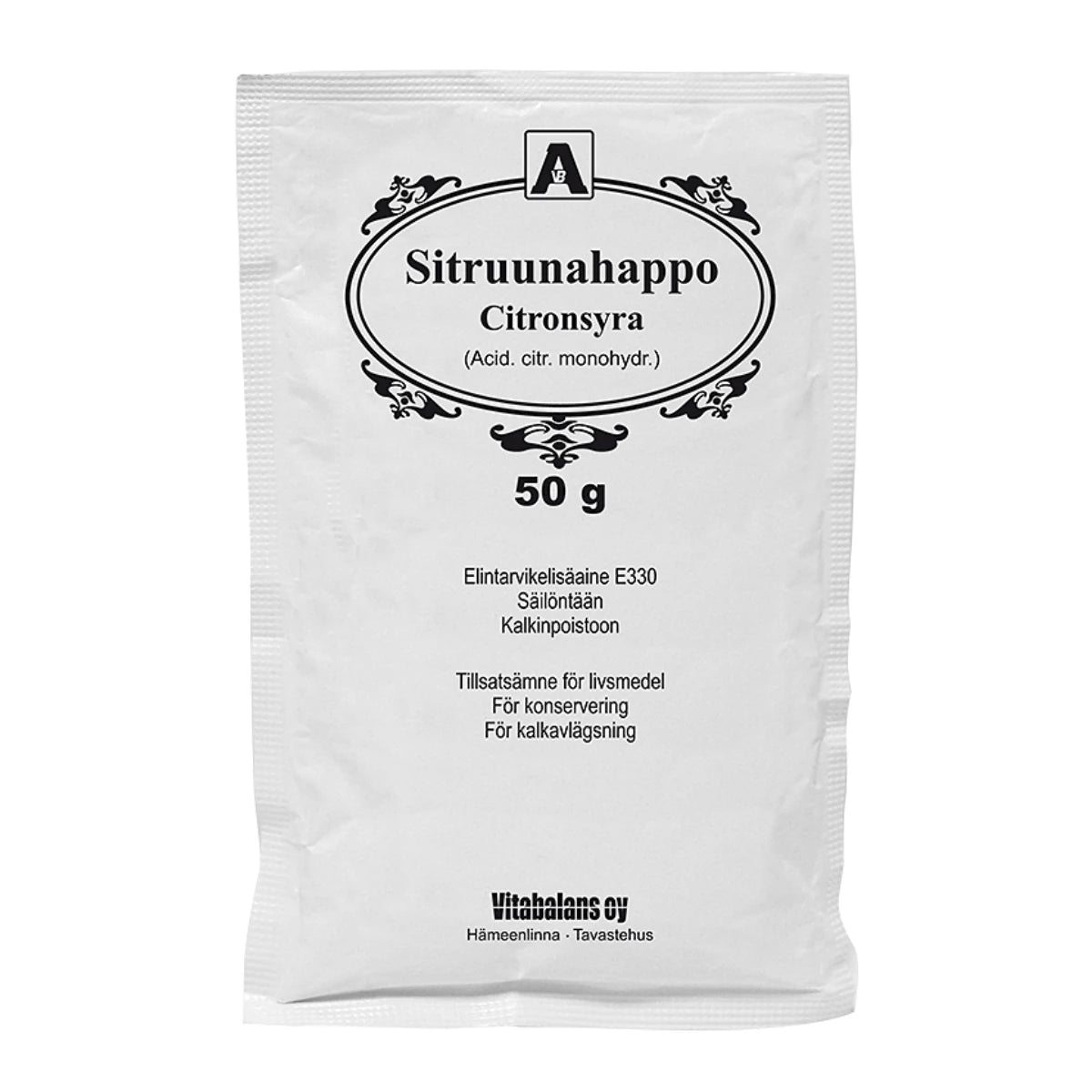 SITRUUNAHAPPO 50 g säilöntään ja kalkinpoistoon
