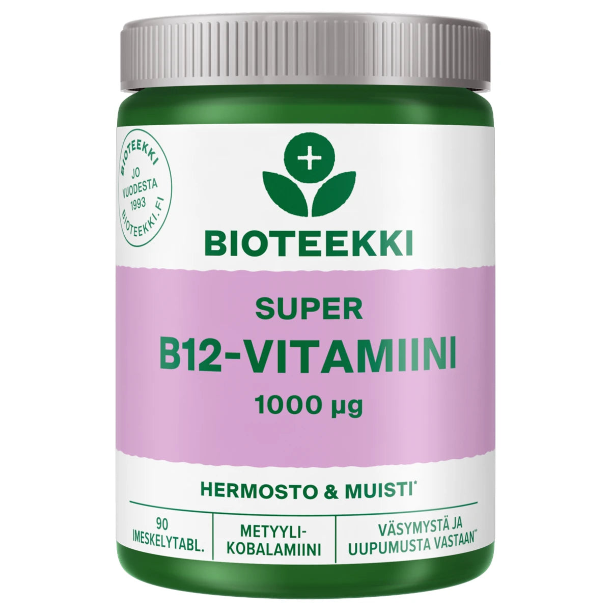 Bioteekki Super B12-vitamiini 1000 µg – 90 imeskelytablettia