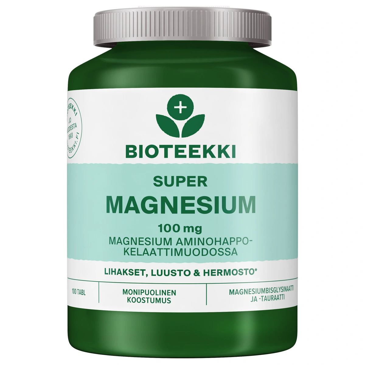 SUPER Magnesium tabletti 100 kpl magnesium aminohappo-kelaattimuodossa
