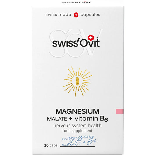 SwissOvit Magnesiummalaatti + B6-vitamiini 150 mg / 4,5 mg 30 kaps