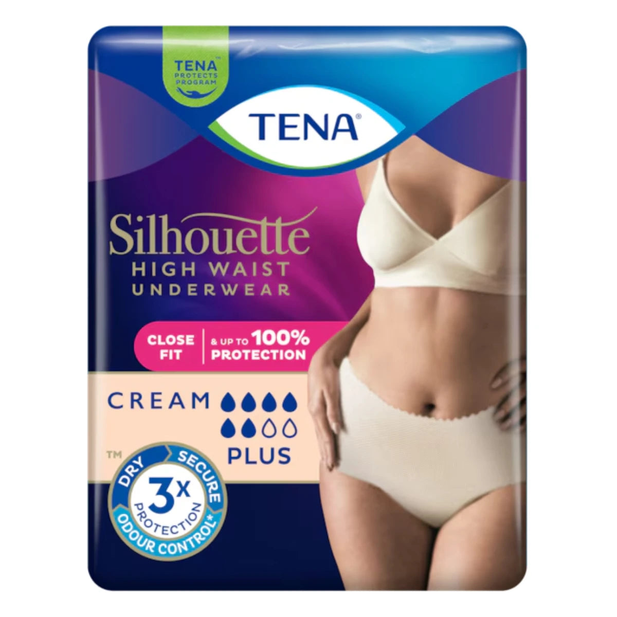 TENA Silhouette Plus High Waist Cream inkontinenssi alushousut