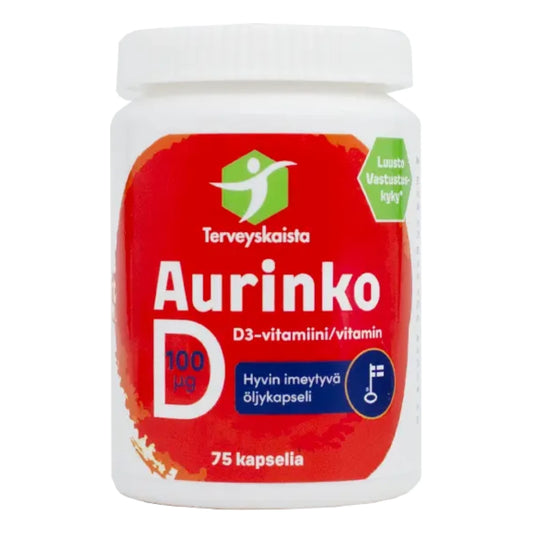 TERVEYSKAISTAN Aurinko D 100 mikrog öljykapseli 75 kpl