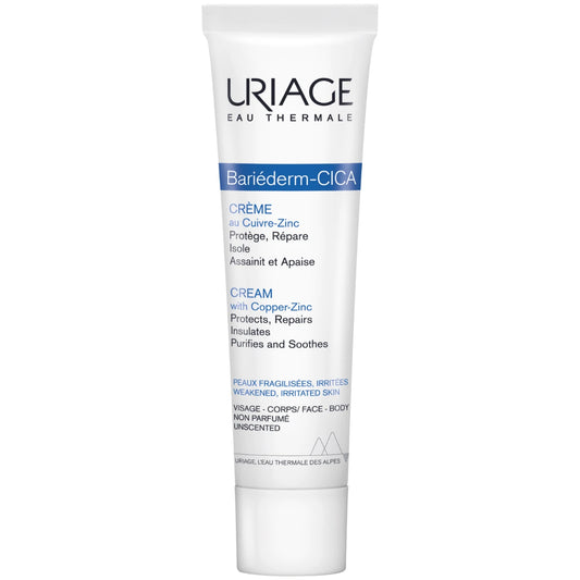 Uriage Bariederm Cica Cream with Copper-Zinc hoitovoide 40 ml rauhoittaa ja tuo helpotusta välittömästi ärtyneelle iholle 