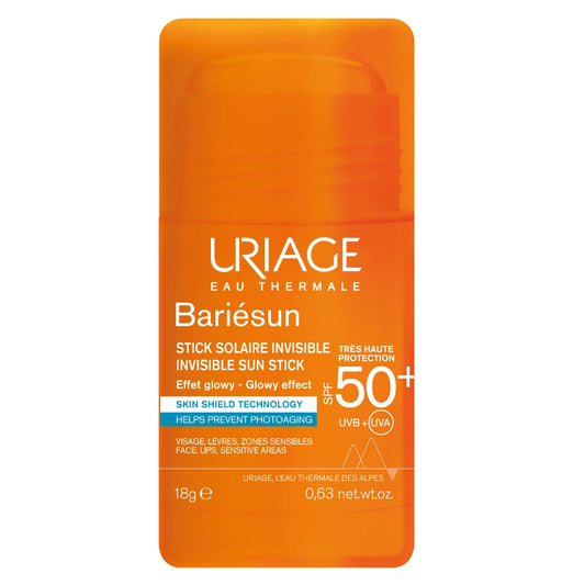 Uriage Bariesun SPF50+ Invisible Sun Stick, 18 g – Läpinäkyvä ja tehokas aurinkosuoja herkille ihoalueille