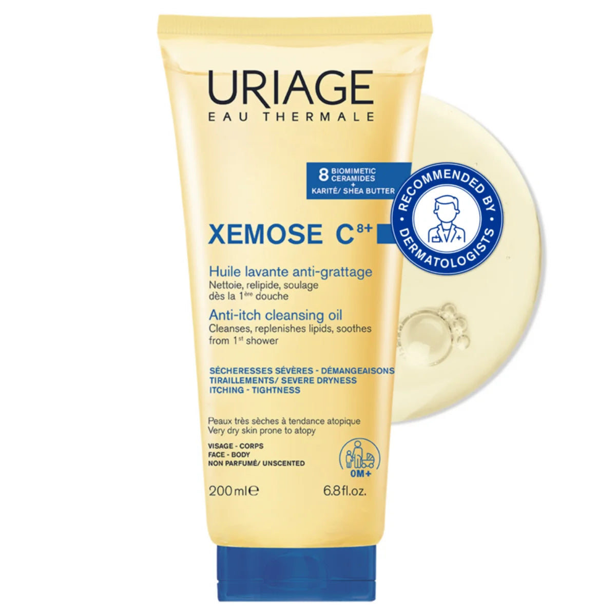 Uriage Xemose C8+ Anti-Itch Cleansing Oil puhdistusöljy on ihotautilääkäreiden suosittelema