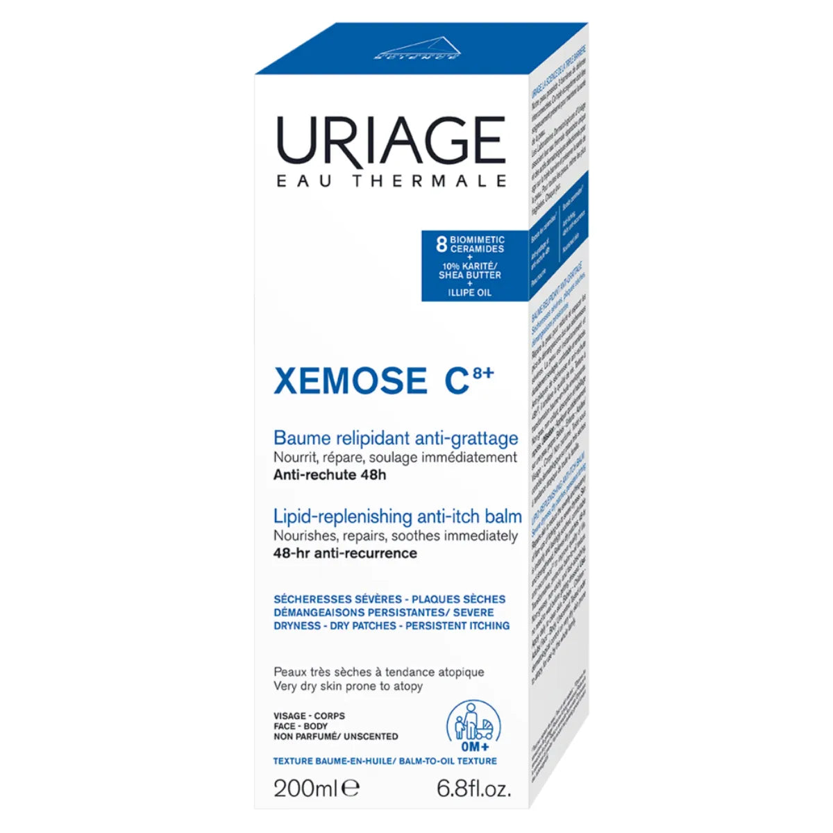 Uriage Xemose C8+ Anti-Itch Balm 200 ml pakkaus
