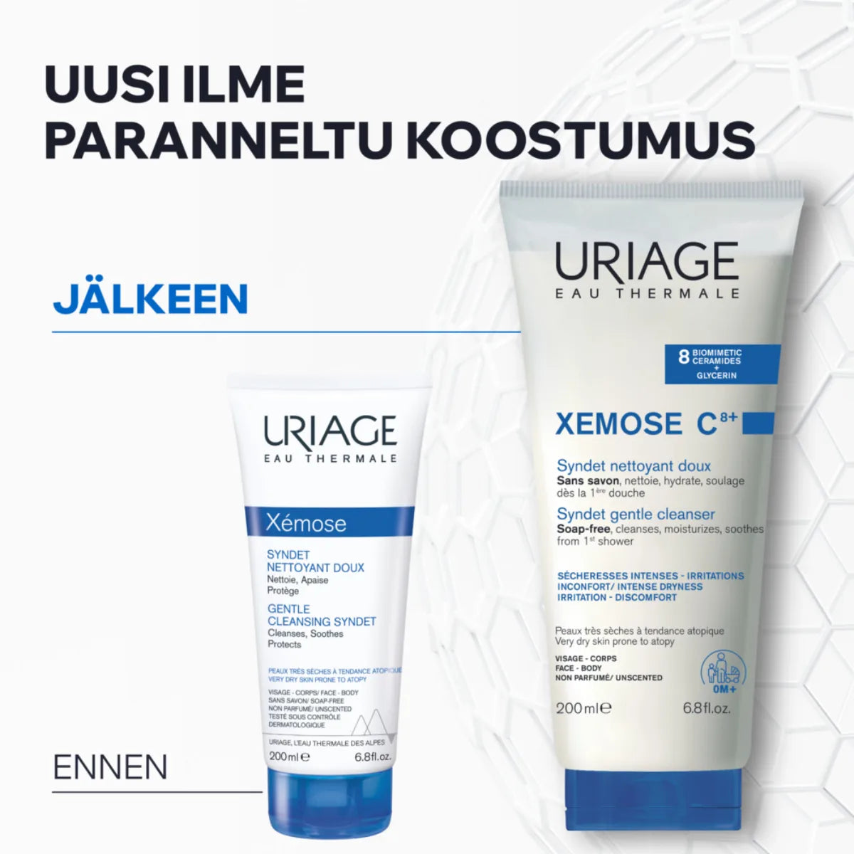 Uriage Xemose C8+ Syndet Gentle Cleanser uusi paranneltu koostumus