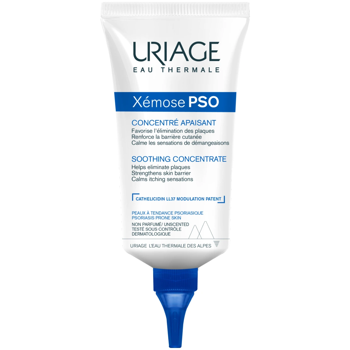 Uriage Xemose PSO Soothing concentrate 150 ml hoitovoide psoriasis-iholle auttaa ehkäisemään kovaa hilsettä ja kutinaa