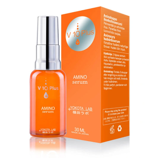V10PLUS Amino Serum 30 ml kasvoseerumi kuivalle ja väsyneelle iholle. Sisältää kollageenia.