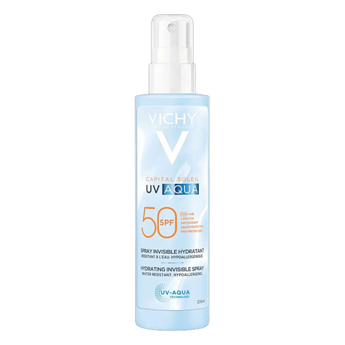 Vichy Capital Soleil UV-Aqua Invisible Spray SPF50 200 ml – ultrakevyt aurinkosuojasuihke