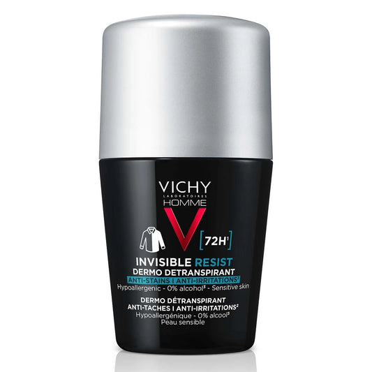 VICHY Homme Invisible Resist 72H Anti-Stain antiperspirantti 50 ml tahraamaton, ei jätä valkoisia jälkiä