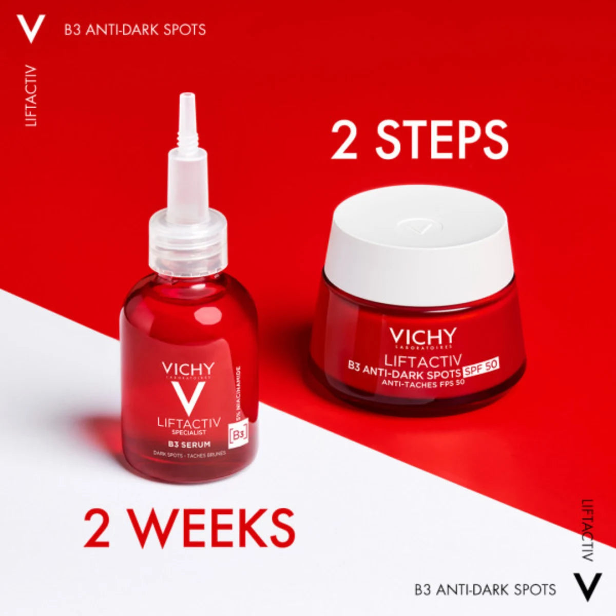 VICHY Liftactiv Specialist B3 Anti Dark Spots SPF50 kasvovoide pigmenttimuutoksiin 50 ml tehohoito yhdessä seerumin kanssa