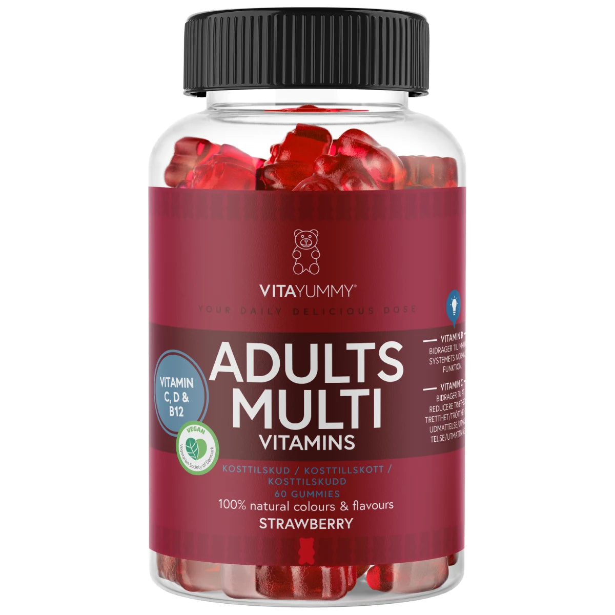 VitaYummy Adults Multi Strawberry 60 kpl – Mansikanmakuinen monivitamiini aikuisille