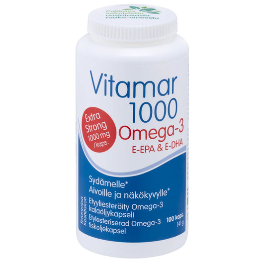 Vitamar 1000 Omega-3 kalaöljy 100 kapselia – vahva EPA- ja DHA-valmiste
