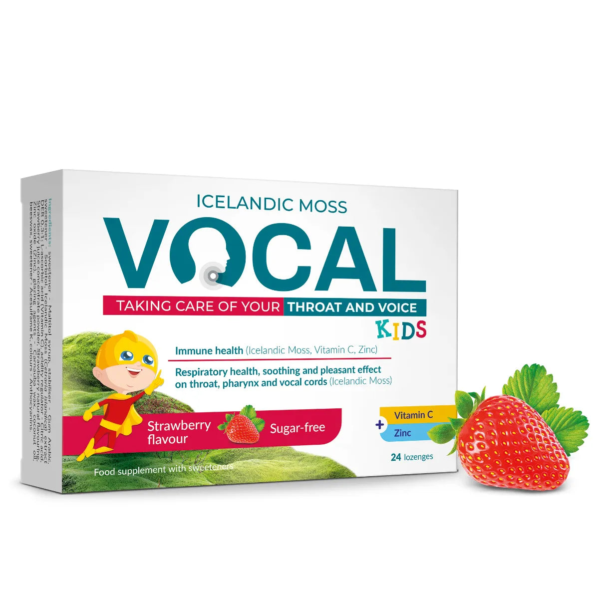 Vocal Kids Strawberry pastilli 24 kpl imeskelypastilli 