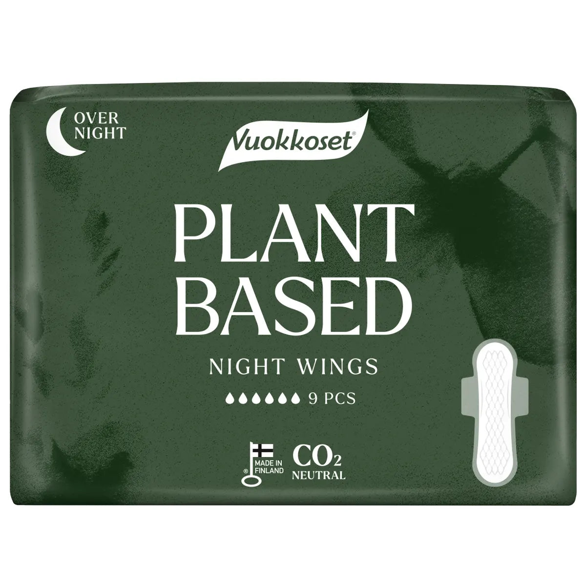 Vuokkoset Plant Based Night Wings -side 9 kpl – Ympäristöystävällistä suojaa runsaaseen vuotoon