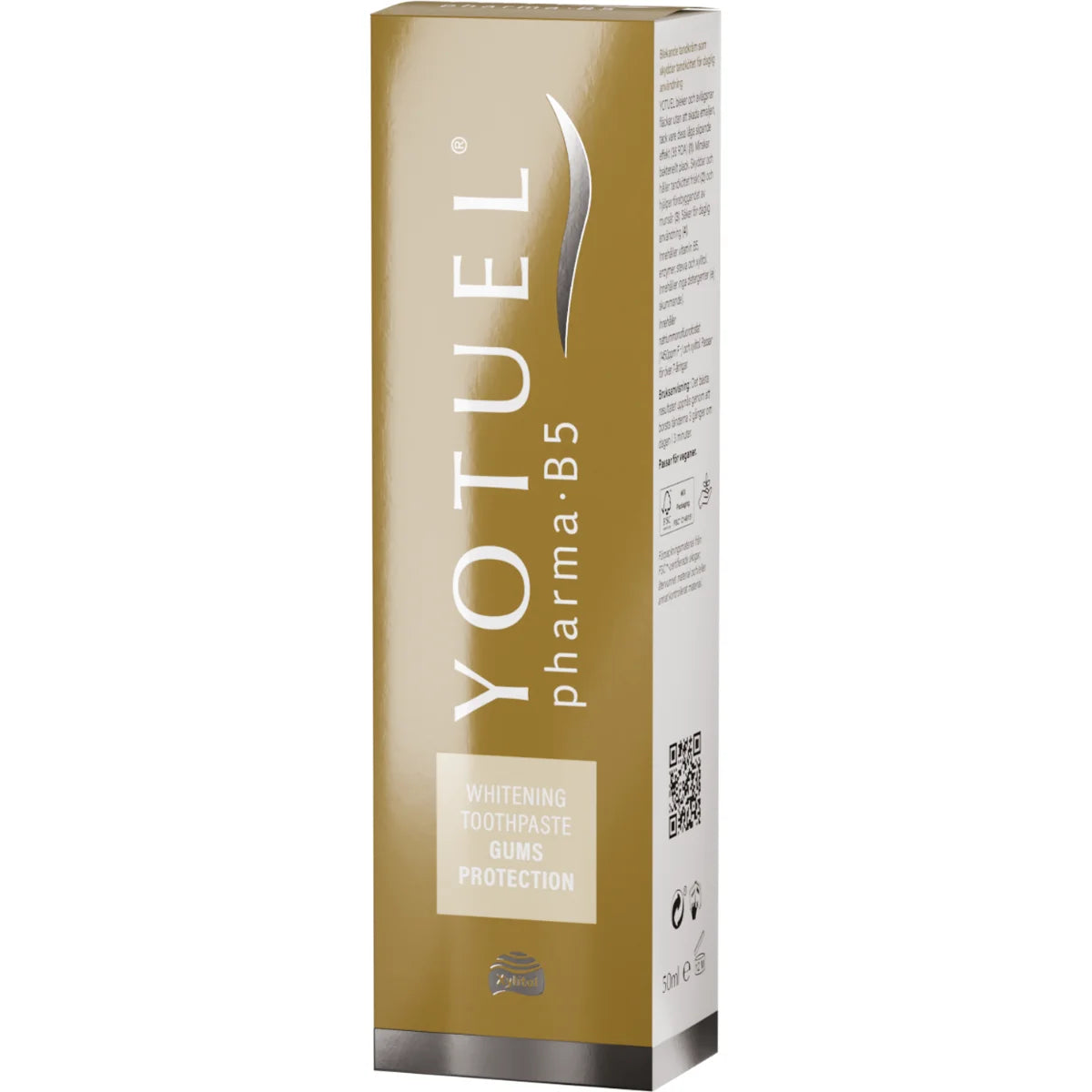 YOTUEL Pharma valkaiseva hammastahna suojaa ikeniä ja poistaa tummentumia