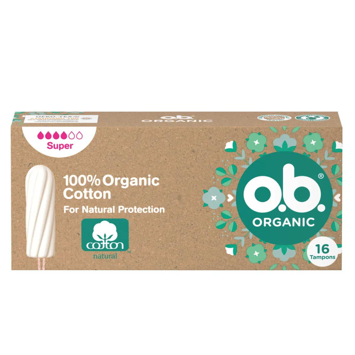 o.b. Organic Super tampon 16 kpl luomupuuvillaa