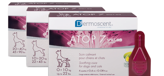 ATOP 7 Spot-on paikallisvaleluliuos kutisevalle iholle 0-10 kg 4x0,6 ml