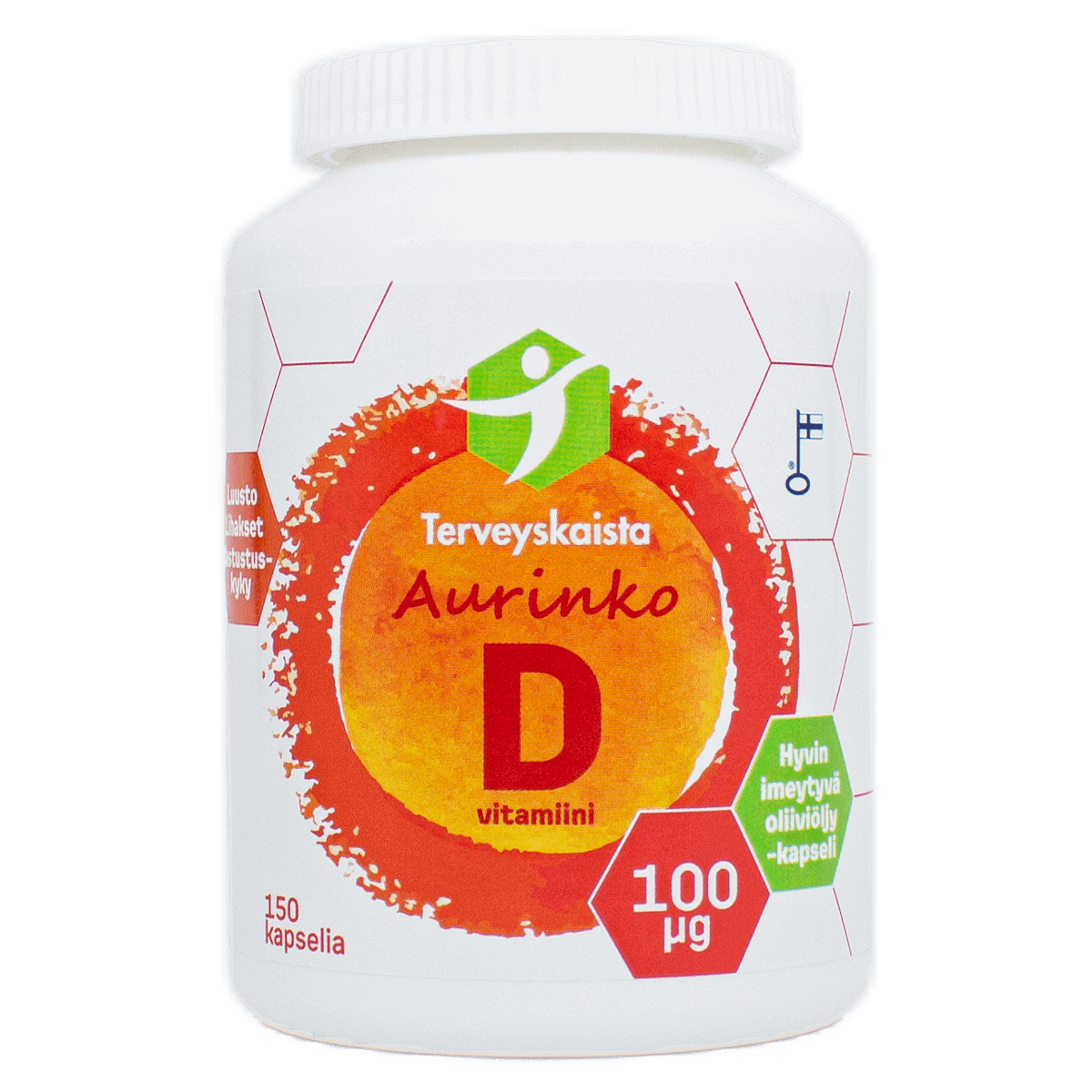 TERVEYSKAISTAN Aurinko D 100 mikrog Extra Virgin Oil oliiviöljykapseli 150 kaps
