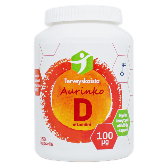 TERVEYSKAISTAN Aurinko D 100 mikrog Extra Virgin Oil oliiviöljykapseli 150 kaps