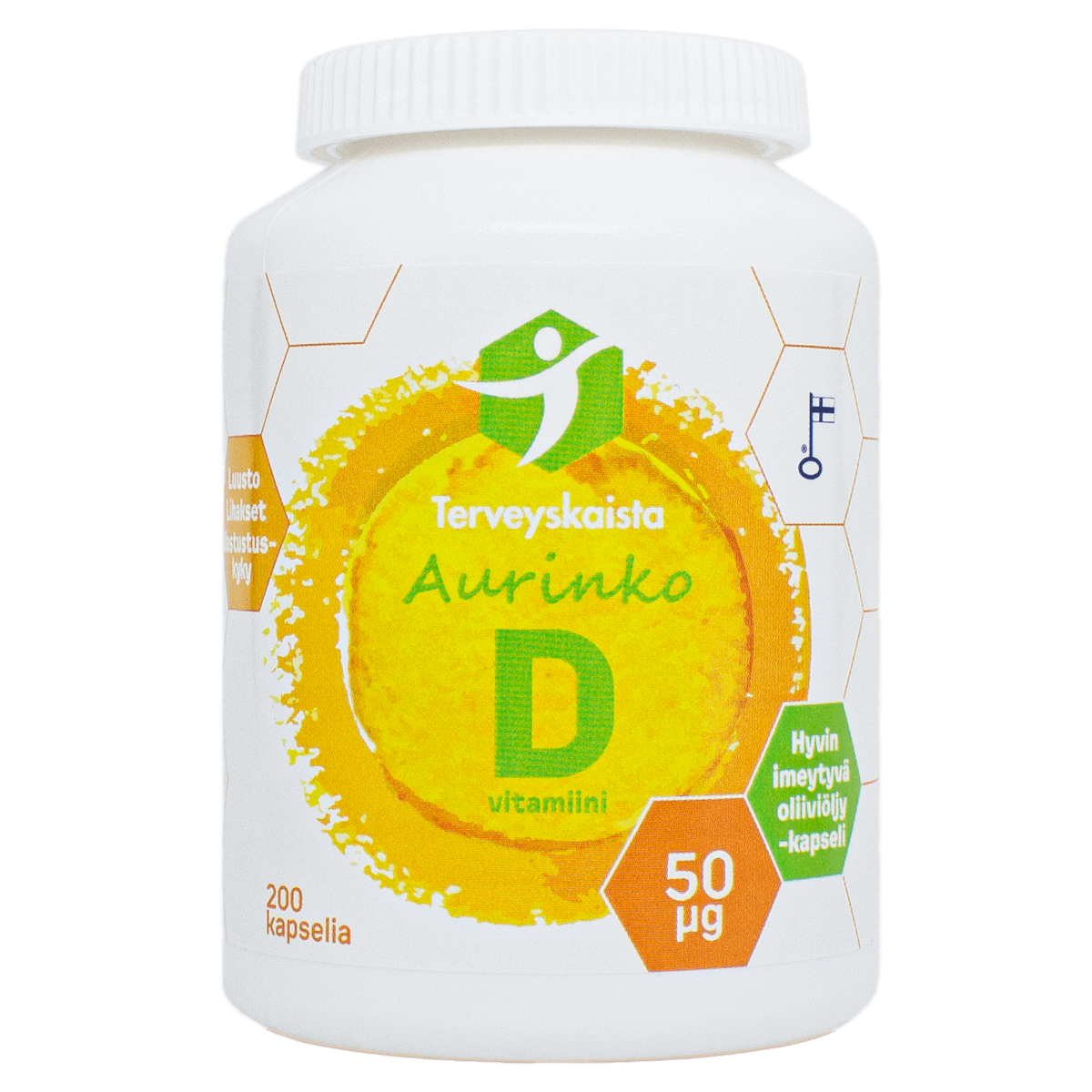 TERVEYSKAISTAN Aurinko D 50 mikrog Extra Virgin Oil oliiviöljykapseli 200 kaps