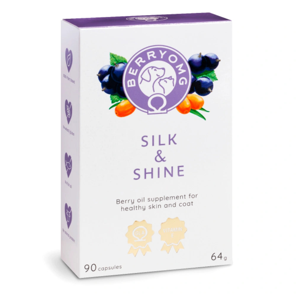 BERRYOMG Silk & Shine ravintolisä koirille ja kissoille 90 kapselia
