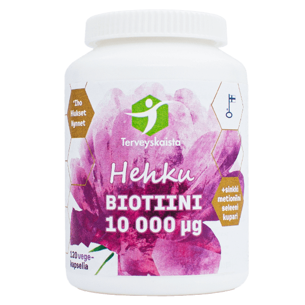 Hehku Biotiini 10 000 µg + Sinkki + Metioniini + Kupari + Seleeni kapseli 120 kaps