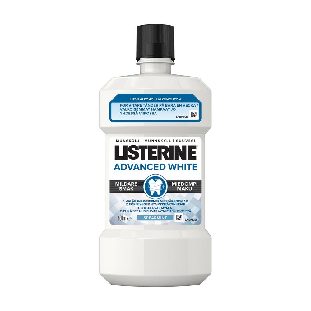 LISTERINE Advanced white milder taste miedompi maku suuvesi 500 ml