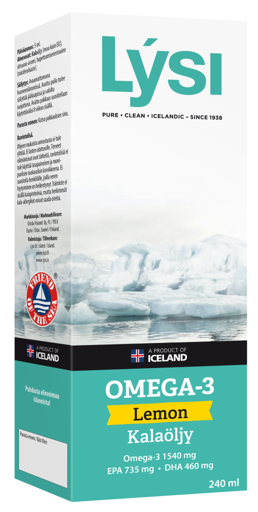 LYSI Omega-3 Lemon sitruunanmakuinen kalaöljy 240 ml