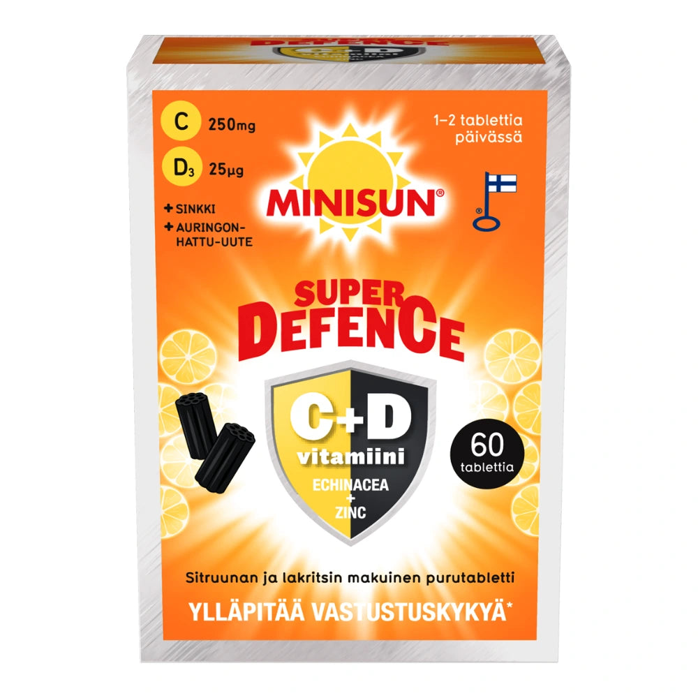 MINISUN Super Decence sitruunalakritsin makuinen purutabletti 60 kpl
