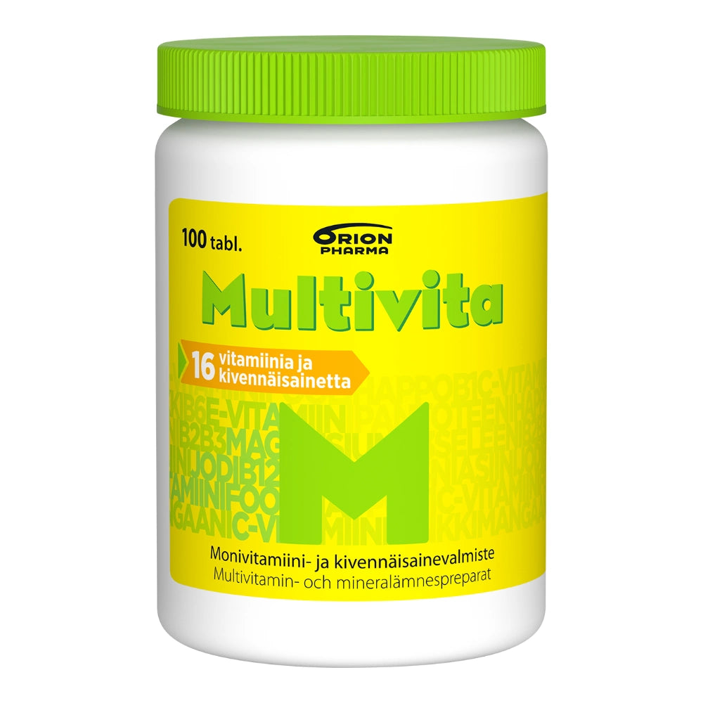 MULTIVITA Monivitamiinitabletti 100 kpl, ei sisällä A-vitamiinia.