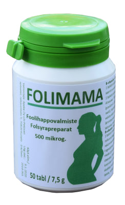 FOLIMAMA 500 MIKROG FOOLIHAPPORAVINTOLISÄ 50 TABLETTIA