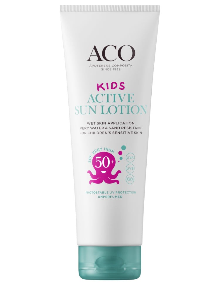 ACO SUN KIDS ACTIVE SUN LOTION SPF 50+ AURINKOVOIDE LAPSILLE HAJUSTEETON 250 ML