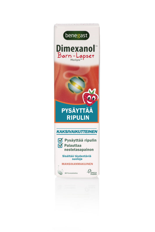 BENEGAST DIMEXANOL KIDS NESTEYTYSJUOMA LAPSILLE 10 TABLETTIA