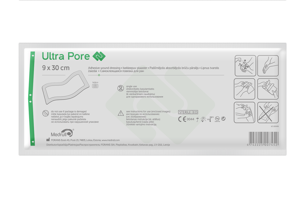 MEDRULL ULTRA PORE KIINNITTYVÄ SIDOS 9X30CM, 1 KAPPALE