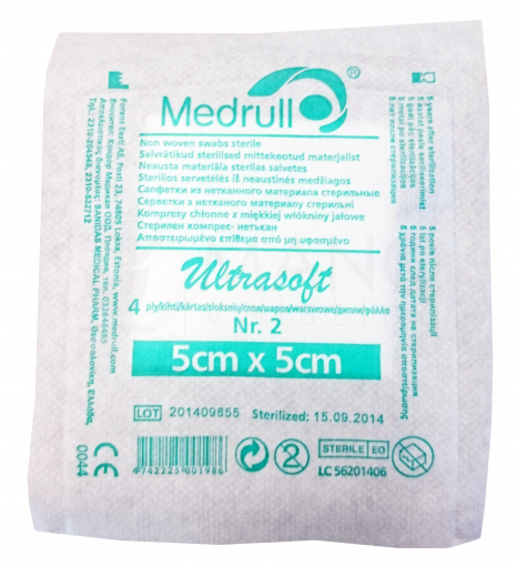MEDRULL ULTRASOFT KUITUTAITOS 5 CM X 5 CM, 4 KERROSTA 2 KAPPALETTA