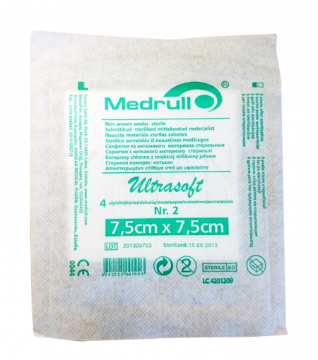 MEDRULL ULTRASOFT KUITUTAITOS 7,5 CM X 7,5 CM, 4 KERROSTA 2 KAPPALETTA