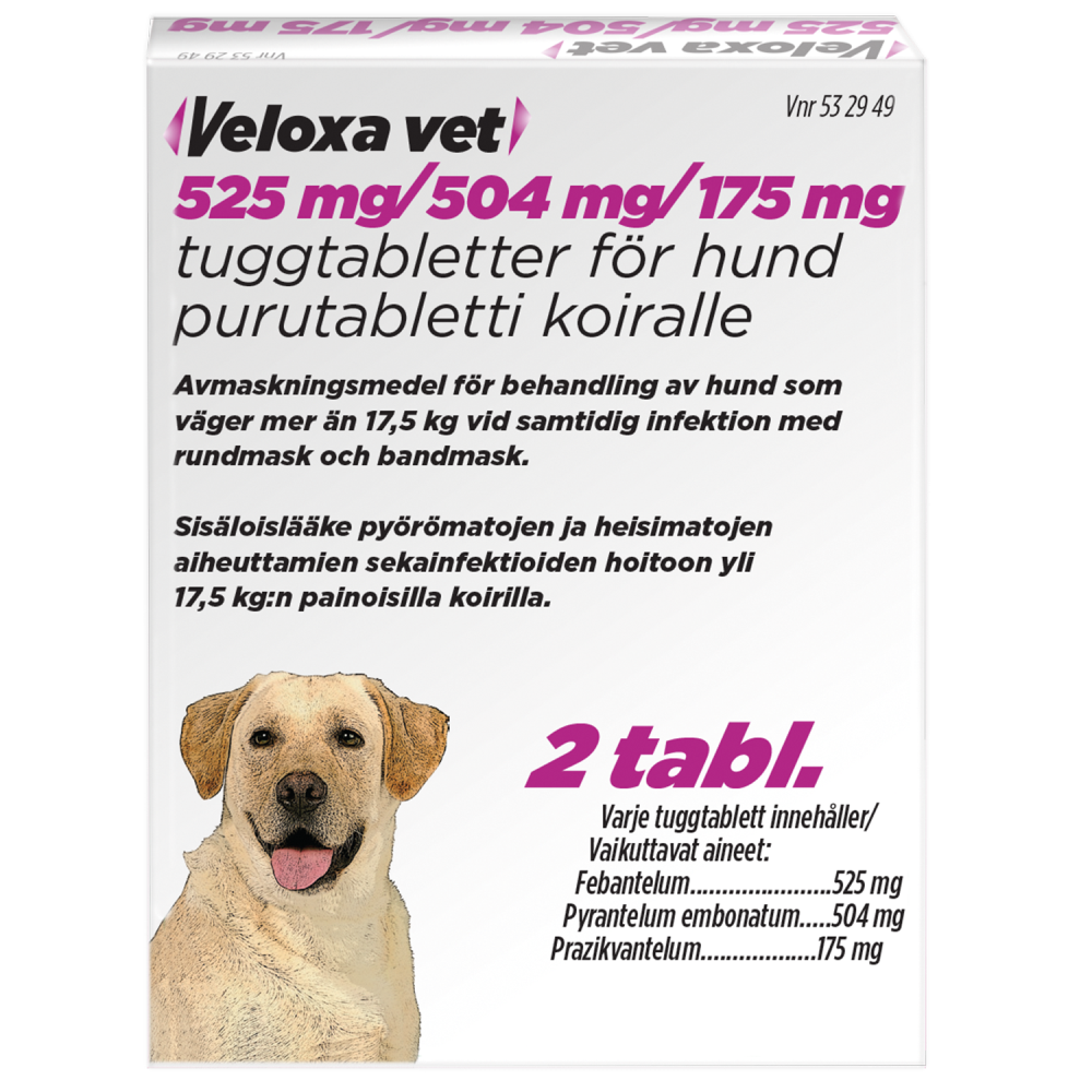 VELOXA VET 175 mg/504 mg/525 mg purutabletti 2 tablettia