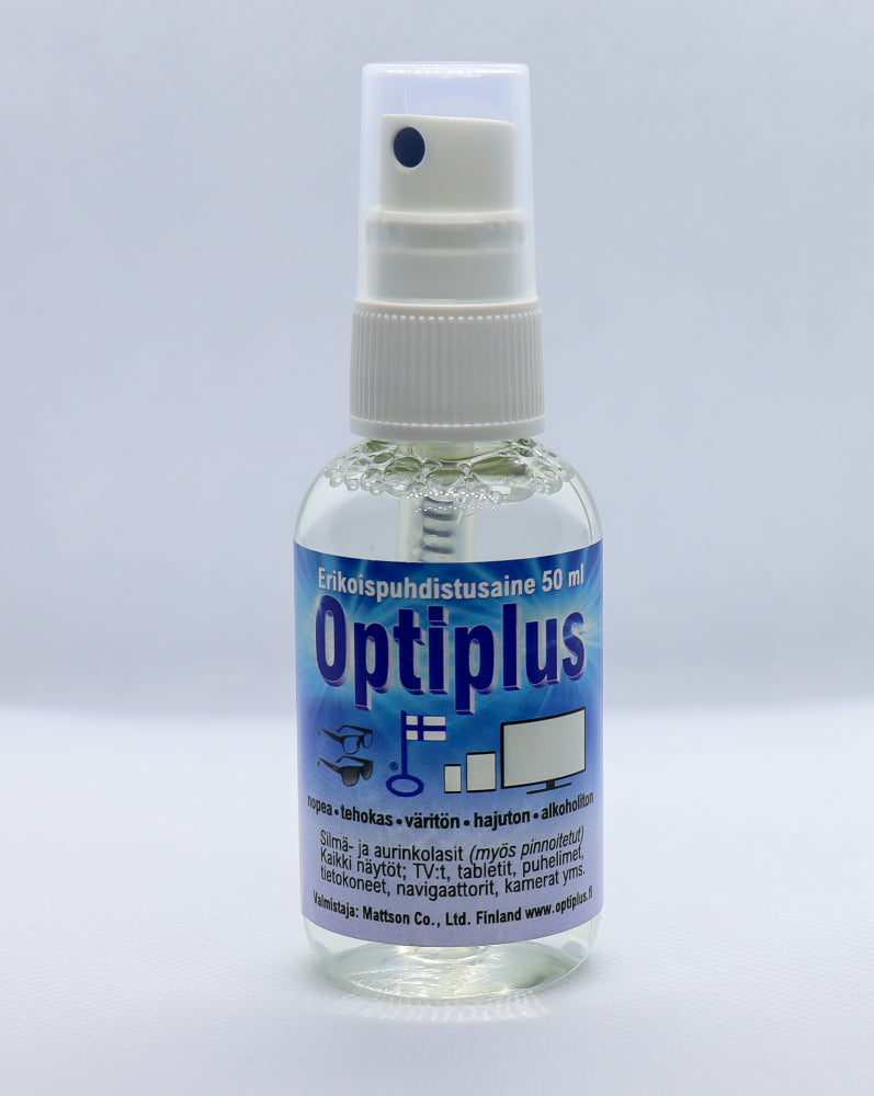 OPTIPLUS -ERIKOISPUHDISTUSAINE SILMÄLASIEN PUHDISTUKSEEN 50 ML