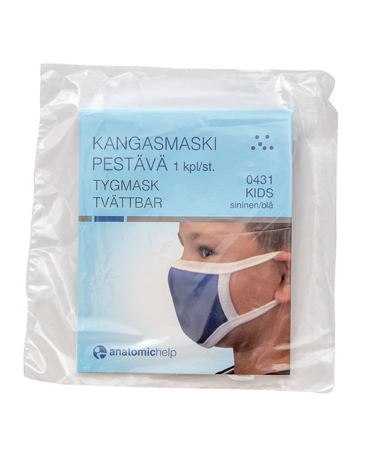 KANGASMASKI PESTÄVÄ LASTEN KOKO 100 % PUUVILLA SININEN 1 KPL