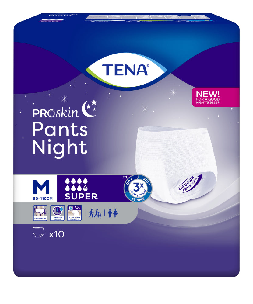 TENA PROSKIN PANTS NIGHT SUPER M 10 KPL