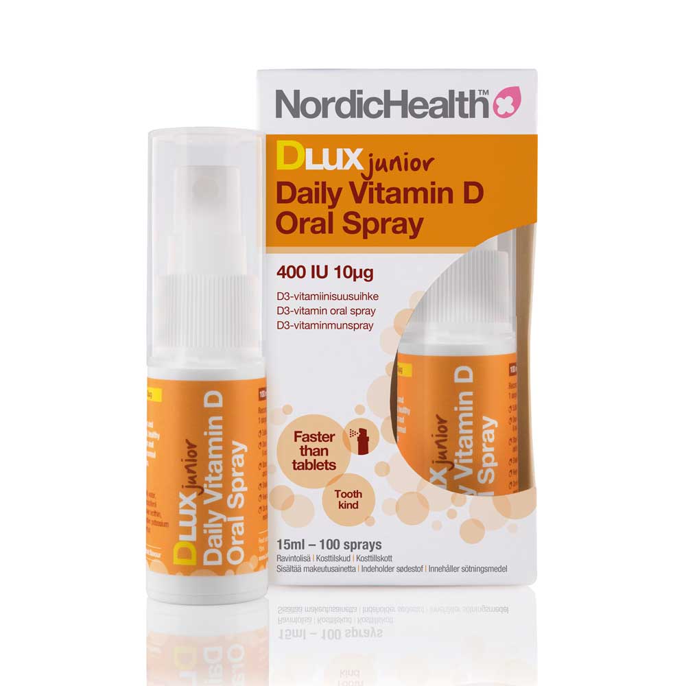 NORDIC HEALTH Dlux Junior 400 10 µg D3-vitamiinisuusuihke 15 ml
