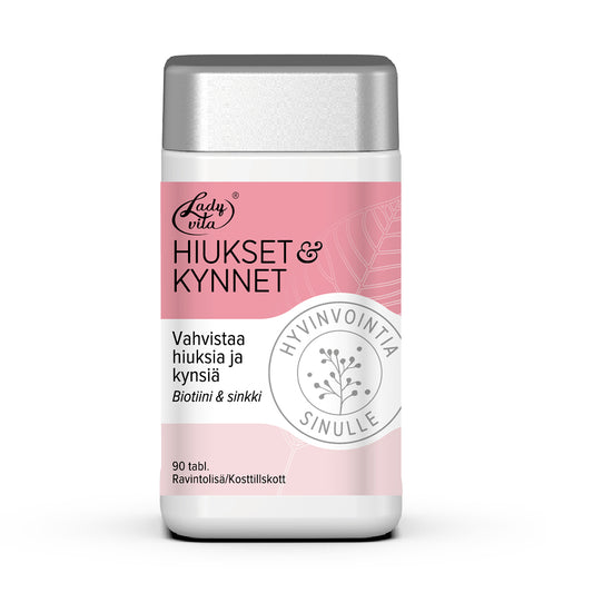 LADYVITA HIUKSET & KYNNET RAVINTOLISÄ 90 TABLETTIA