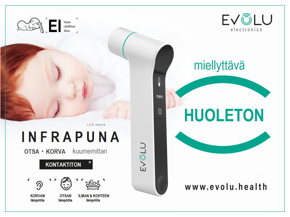 EVOLU NON-CONTACT INFRAPUNAKUUMEMITTARI OTSA/KORVA 1 KPL