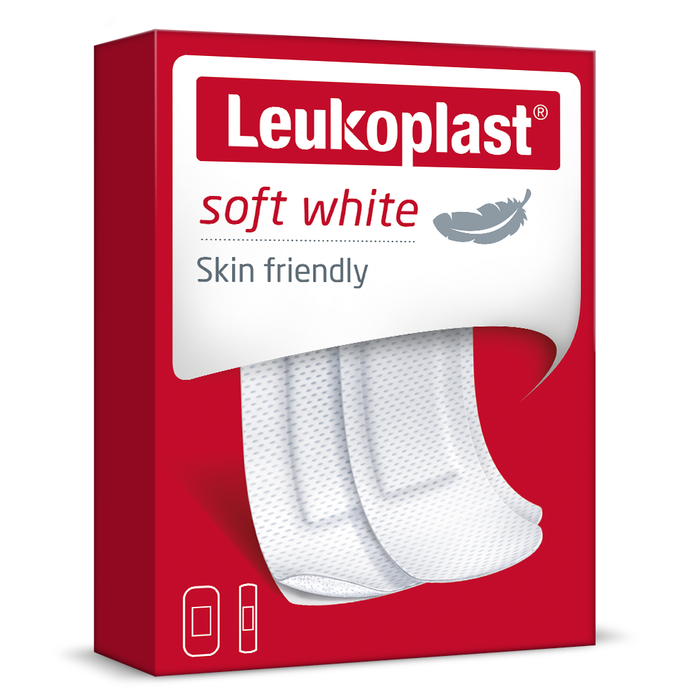 LEUKOPLAST SOFT WHITE 19X72MM + 38X72MM ERITTÄIN IHOYSTÄVÄLLINEN HAAVASIDOS 1 PKT