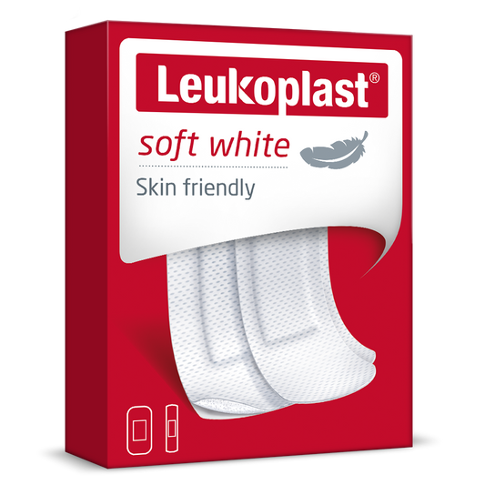 LEUKOPLAST SOFT WHITE 19X72MM + 38X72MM ERITTÄIN IHOYSTÄVÄLLINEN HAAVASIDOS 1 PKT