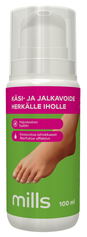 MILLS KÄSI- JA JALKAVOIDE HERKÄLLE IHOLLE 100 ML