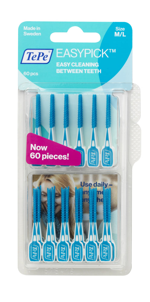 TEPE EasyPick M/L silikonen hammastikku, turkoosi 60 kpl