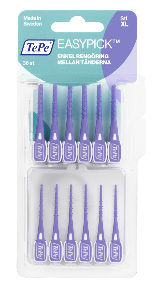 TEPE EasyPick XL silikonipäällysteinen hammastikku, lila 36 kpl